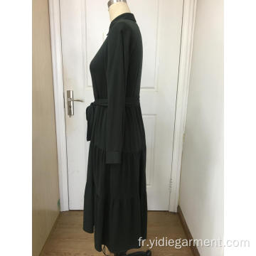 Robe longue vert foncé à manches